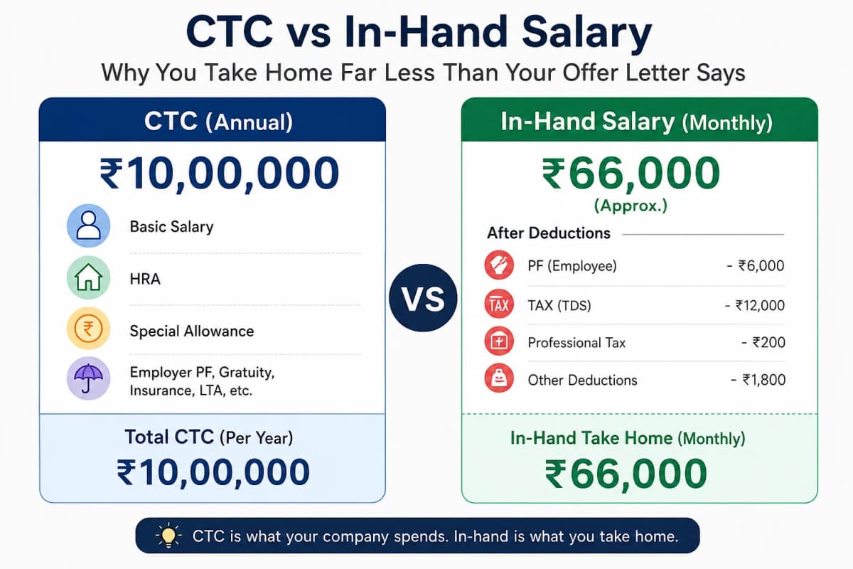 CTC vs In-Hand Salary Breakdown 2026 | MoneyUtility