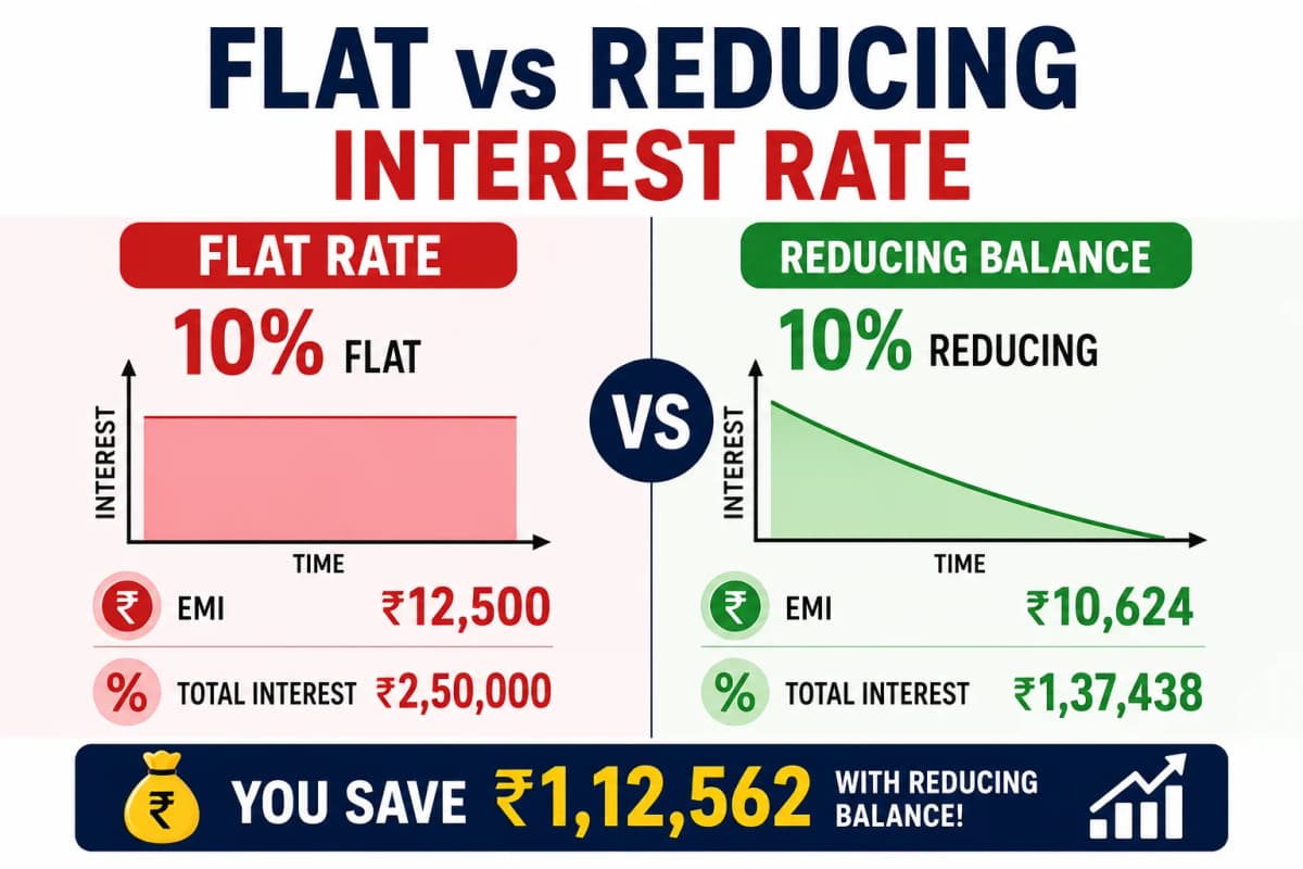 Flat vs Reducing Interest Rate Explained | MoneyUtility