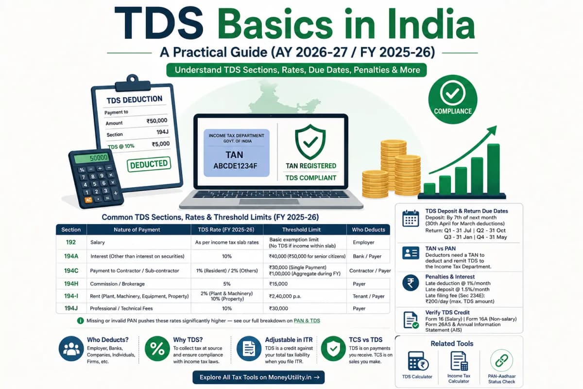 TDS Basics in India 2026: Rates & Rules | MoneyUtility